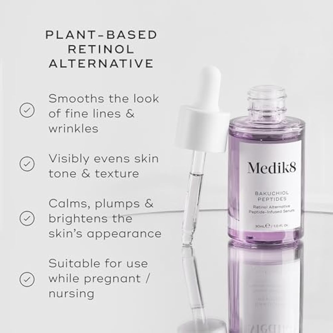 Medik8 Bakuchiol Peptides - Retinol Alternative Peptide-Infused Serum - 1.25% Bakuchiol - Plant-Based Retinol Alternative - 30ml-1